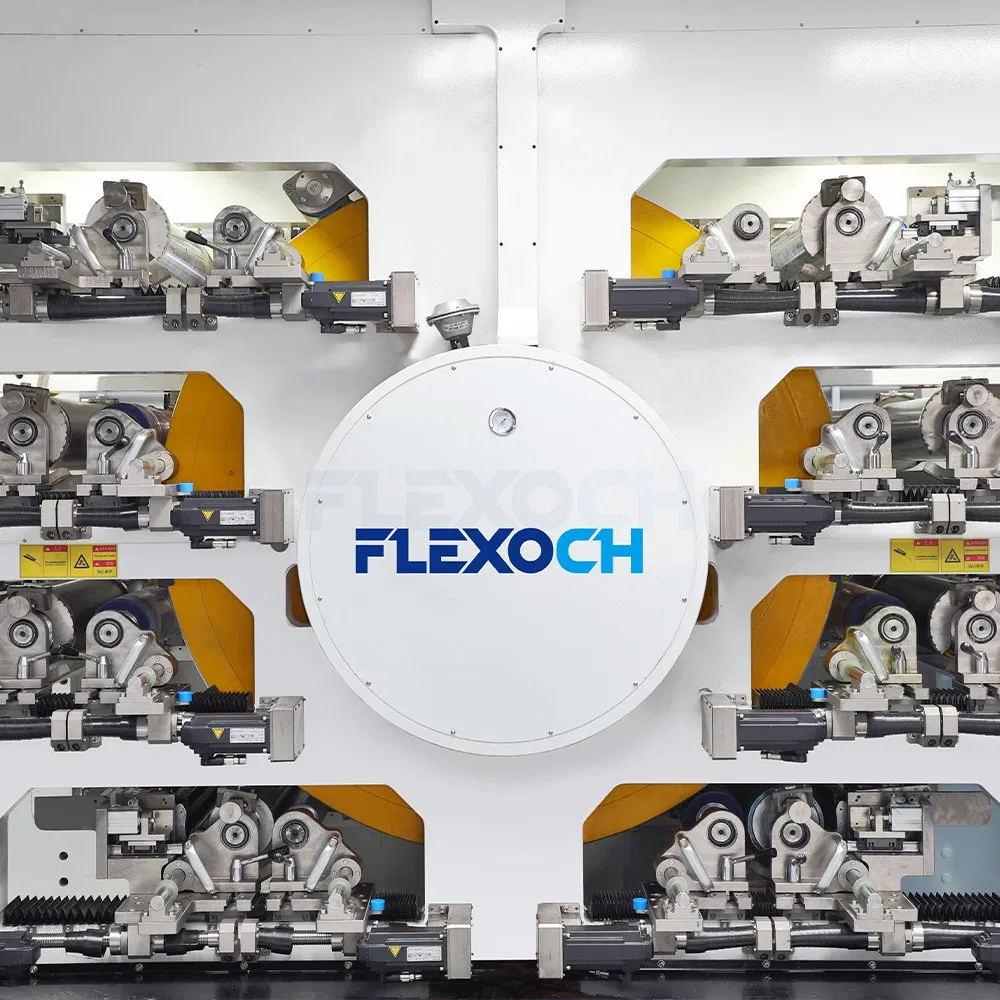 6 8 Cores Filme Plástico Máquina de Impressão Flexográfica Sem Engrenagem Tambor Central