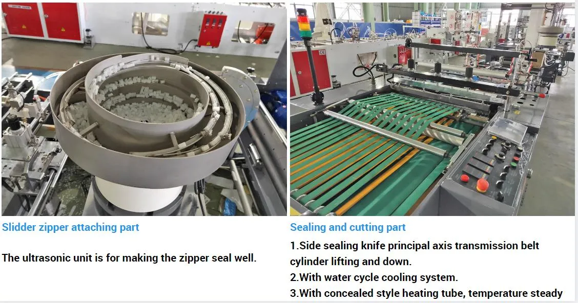 Máquina de Fazer Sacos Plásticos com Fecho Deslizante em PE, Selagem a Calor Automática de LDPE e Corte a Quente