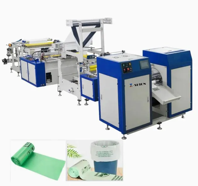 Máquina de fabrico de sacos de lixo em rolo dobrável