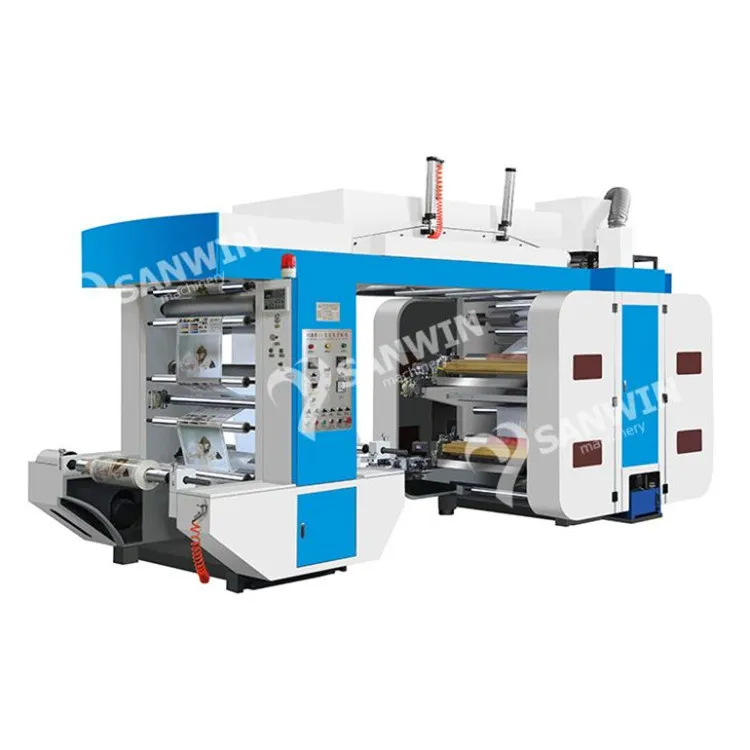 Máquina de Impressão Flexográfica de Tambor Central para Impressão em Filme Plástico, Sacola de Papel, Copo de Papel