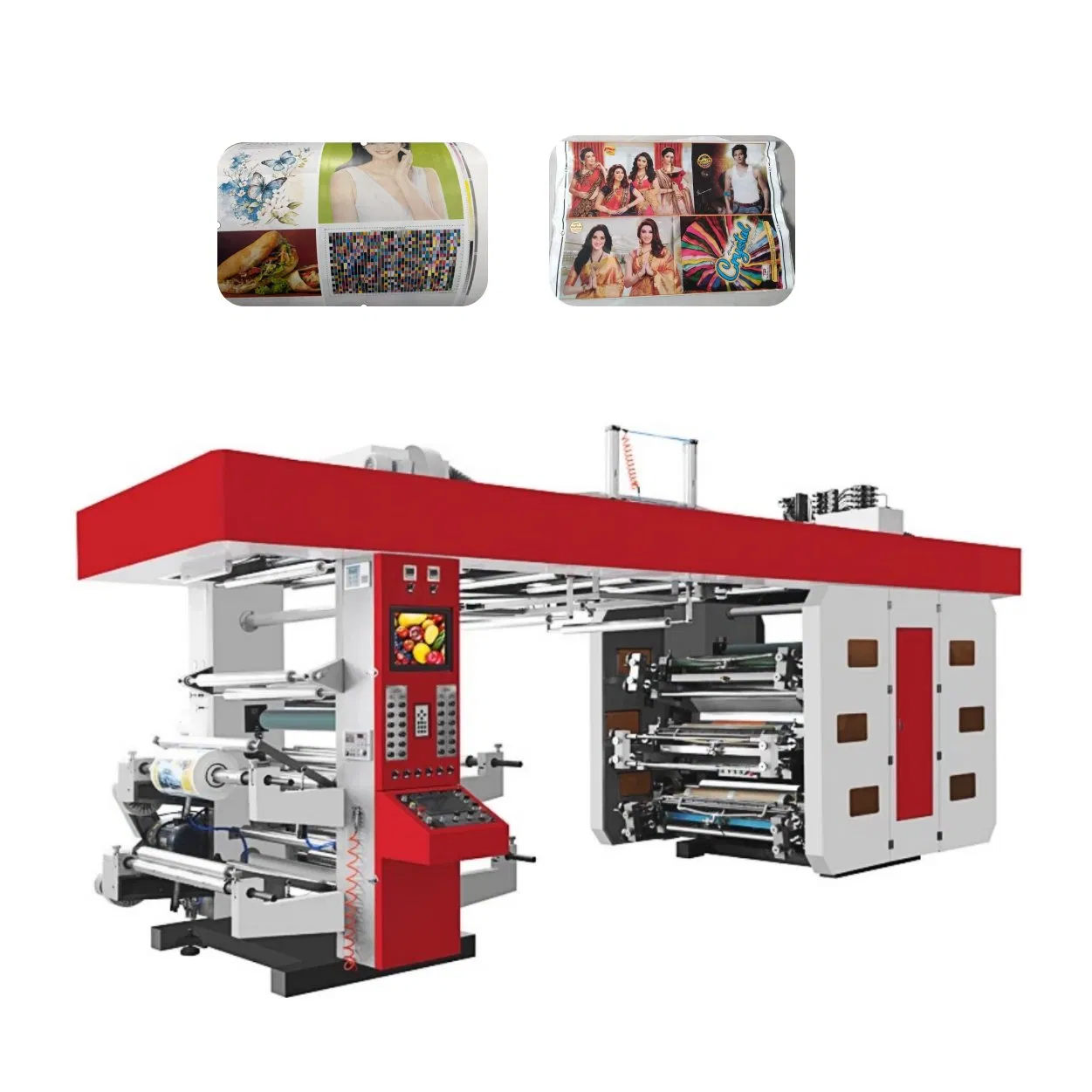 Máquina de Impressão Flexográfica de Cilindro Central para Filme de Saco Plástico BOPP Pet PP CPP de Papel Kraft Econômico de Alta Velocidade 4/6/8