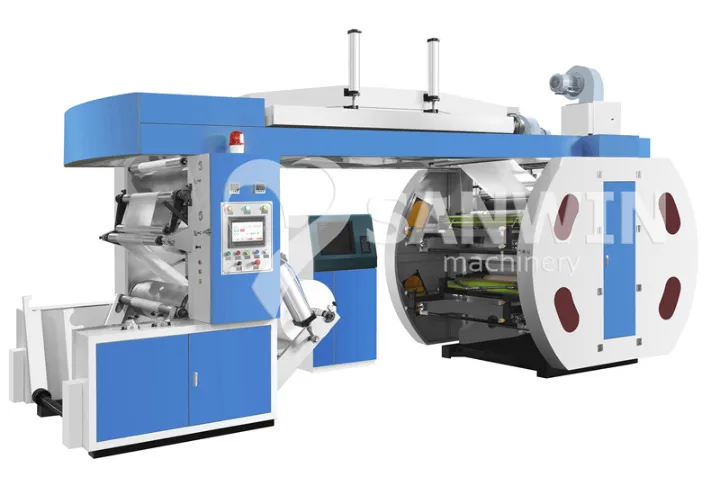 Máquina de Impressão Flexográfica de Tambor Central para Impressão em Filme Plástico, Sacola de Papel, Copo de Papel
