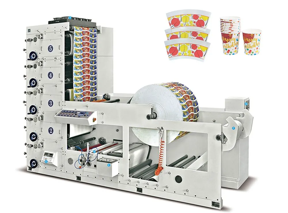 Máquina de Impressão Flexográfica de Alta Qualidade Tipo Empilhado 4 para Copos de Papel Descartáveis