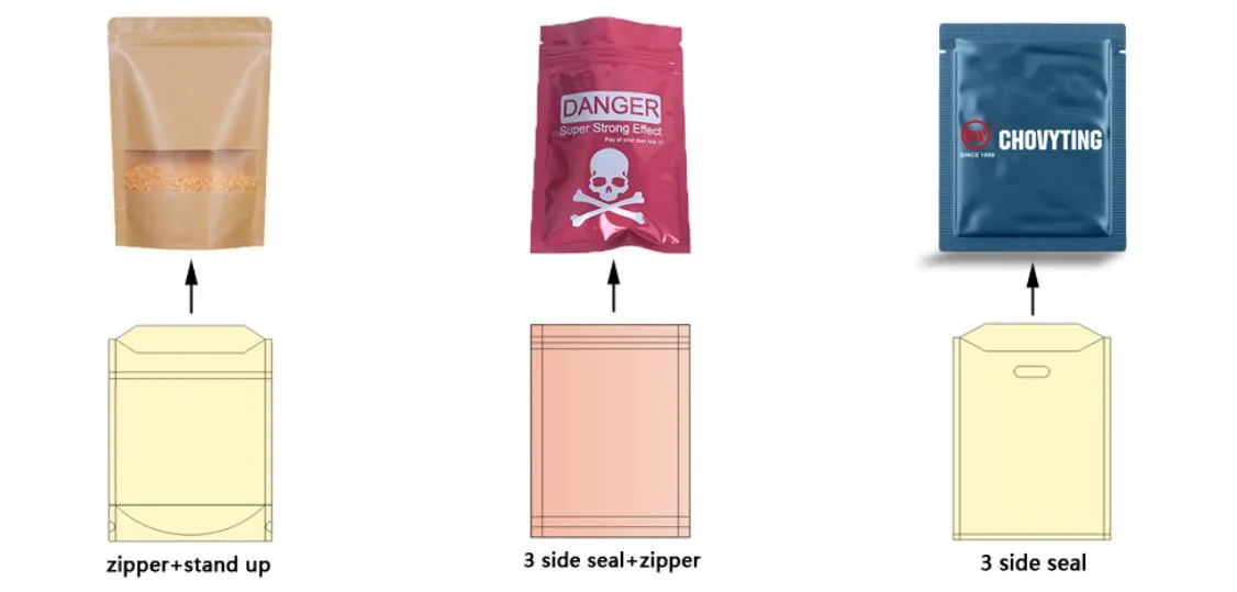 Saco de Pouch de Lado Selado Laminado 3 com Zíper Máquina de Fazer Saco Pouch