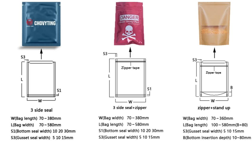 Saco de Pouch de Lado Selado Laminado 3 com Zíper Máquina de Fazer Saco Pouch