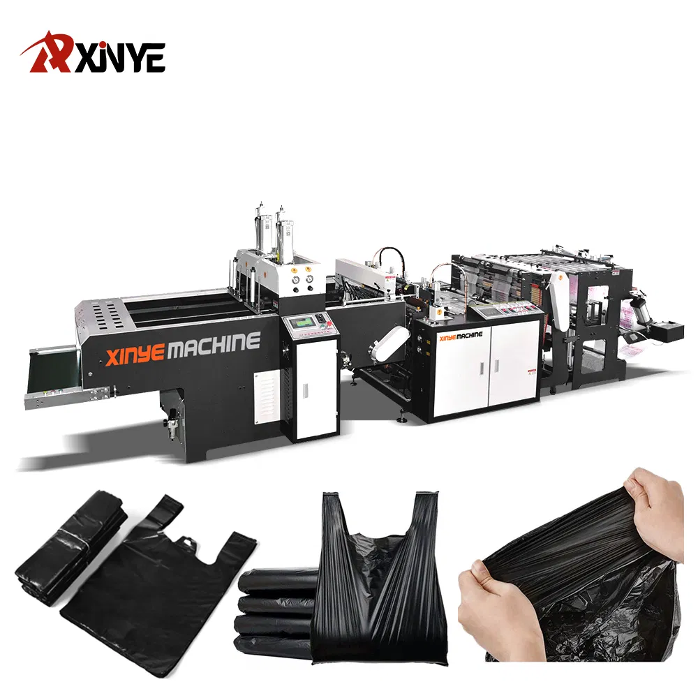 Máquina Automática de Fabricação de Sacolas T-Shirt de Alta Velocidade Máquina Automática de Fabricação de Sacolas de Compras Biodegradáveis tipo T-Shirt