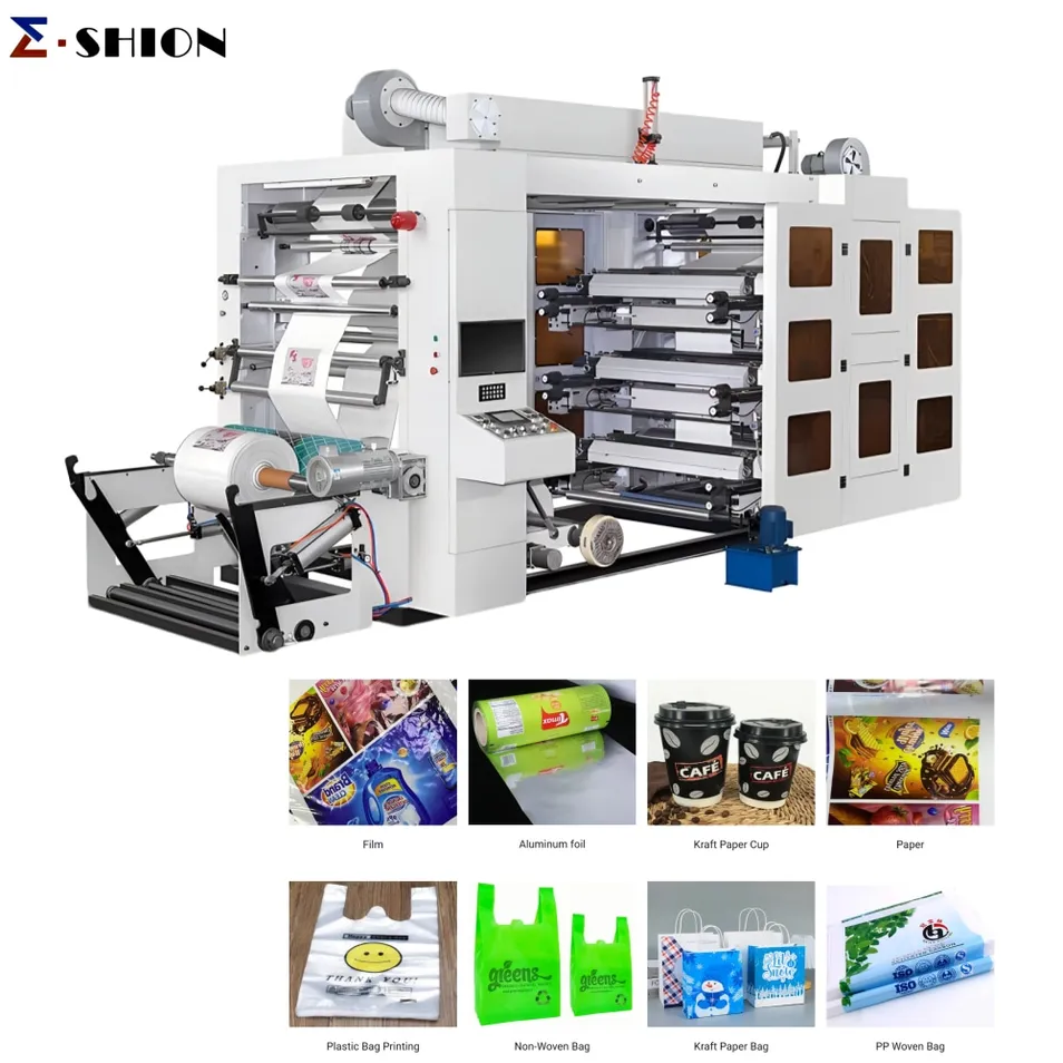 Máquina de Impressão Flexográfica de Alta Velocidade 6-Color Prensa Flexo com Engrenagem Helicoidal Empilhada