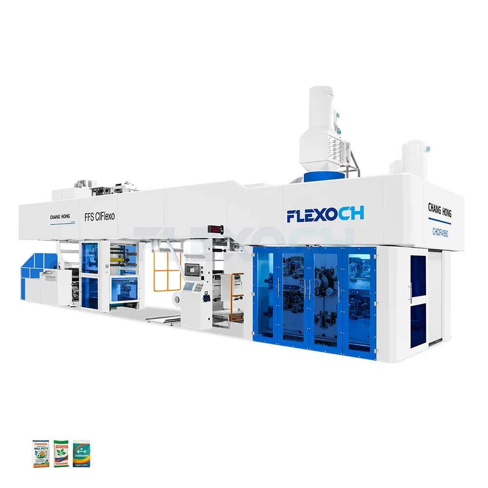4 Impressora Flexográfica de Tambor Central Sem Engrenagem para Impressão de Sacos Coloridos Ffs