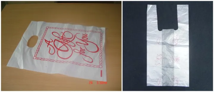 Amostra de sacos plásticos