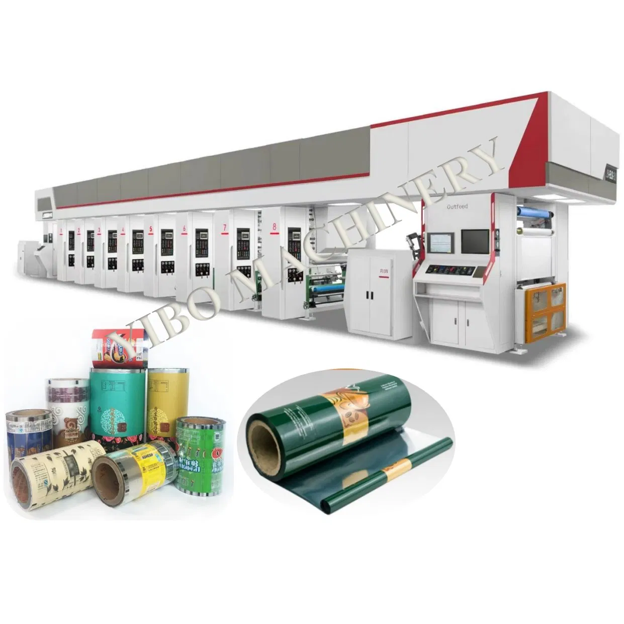 Máquina de Impressão Rotogravura para Filme de Encolhimento de Plástico BOPP Pet OPP CPP MPET PVC Mopp de Alta Velocidade com Controle Eletrônico de Eixo Tipo Computador Arc System