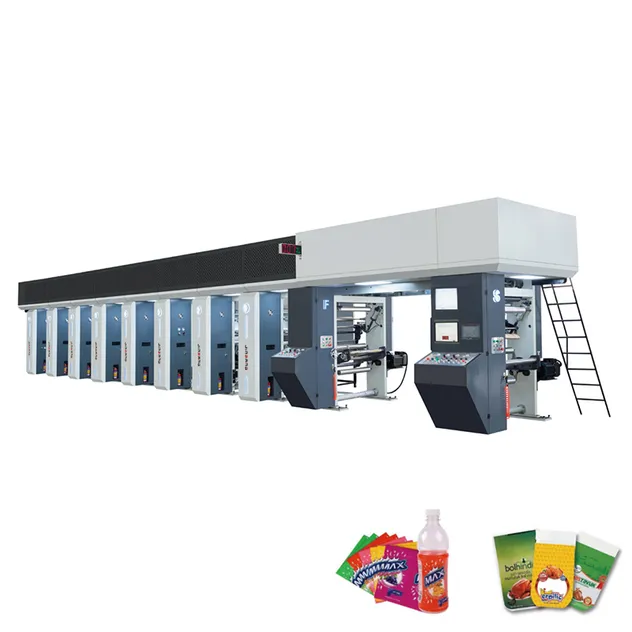 Máquina de Impressão Rotogravura de Filme Pet Colorido de Alta Velocidade 8 Nova para Embalagens Alimentícias Embalagens Flexíveis