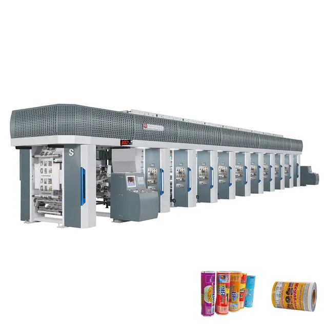 Máquina de Impressão Rotogravura de Filme Pet Colorido de Alta Velocidade 8 Nova para Embalagens Alimentícias Embalagens Flexíveis