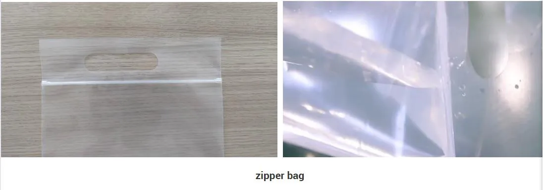 Amostras de sacos de plástico com zíper