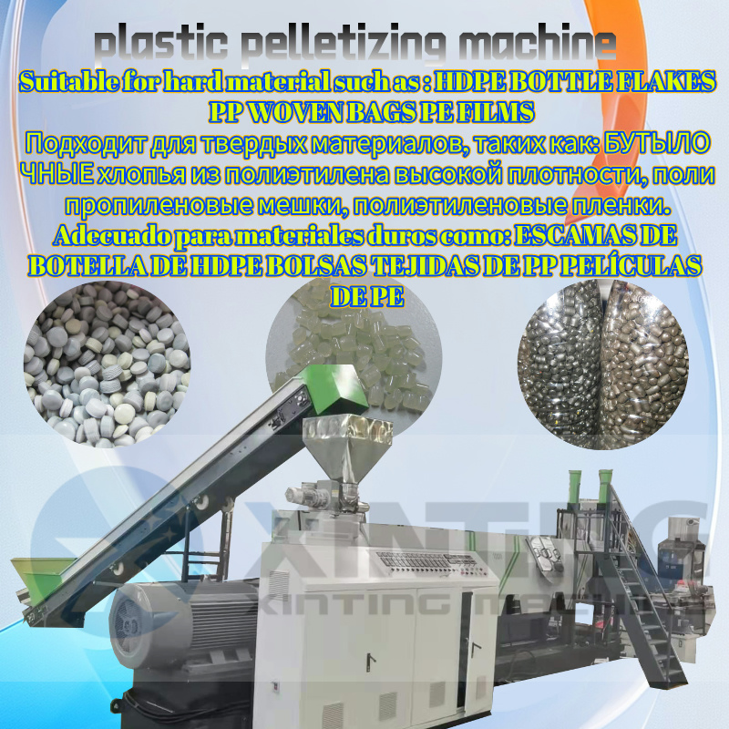 Máquina de Reciclagem de Granulação de Pellets de Filme de Sacos Woven de Filme Agrícola de Plástico, Flocos de Garrafa, Grânulos de Plástico de Estágio Único e Duplo, Flocos de PVC, PET e ABS