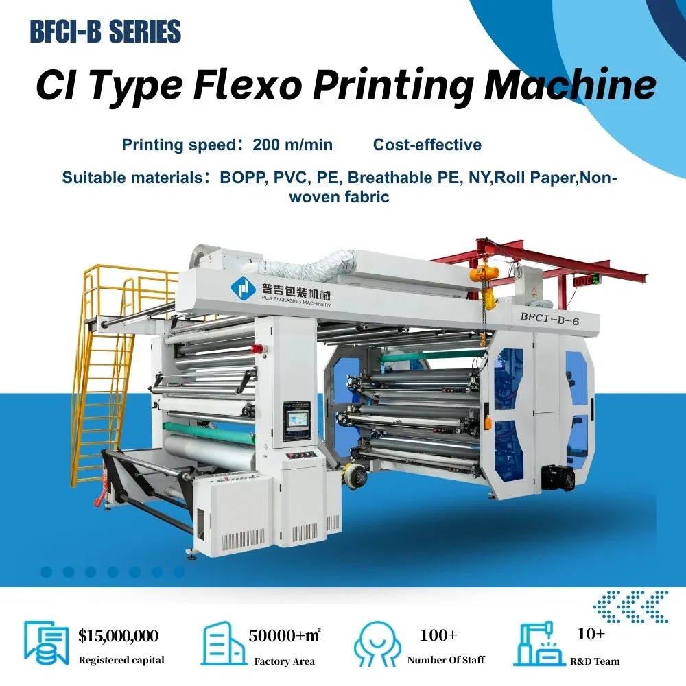 Impressora Flexográfica 4-8 Saco Plástico Colorido LDPE HDPE/PE/PP/BOPP/PVC Máquina de Impressão Flexo de Tambor Central