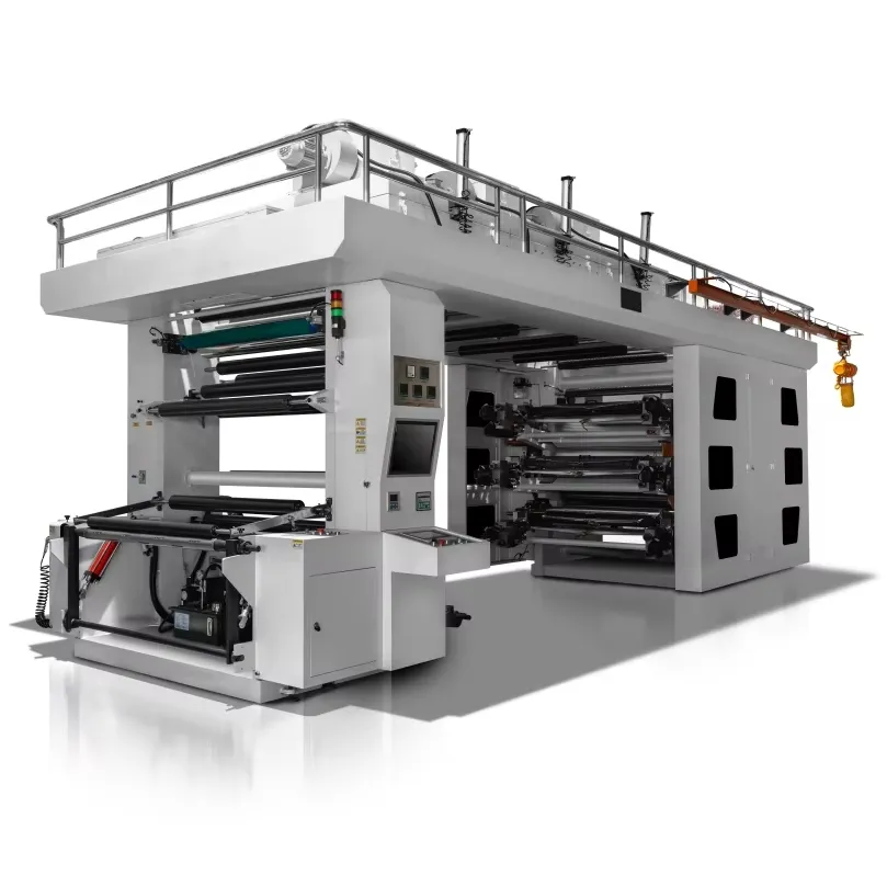 Máquina de Impressão Flexográfica de Embalagem de Papel Plástico Tipo Tambor Central de Seis Cores
