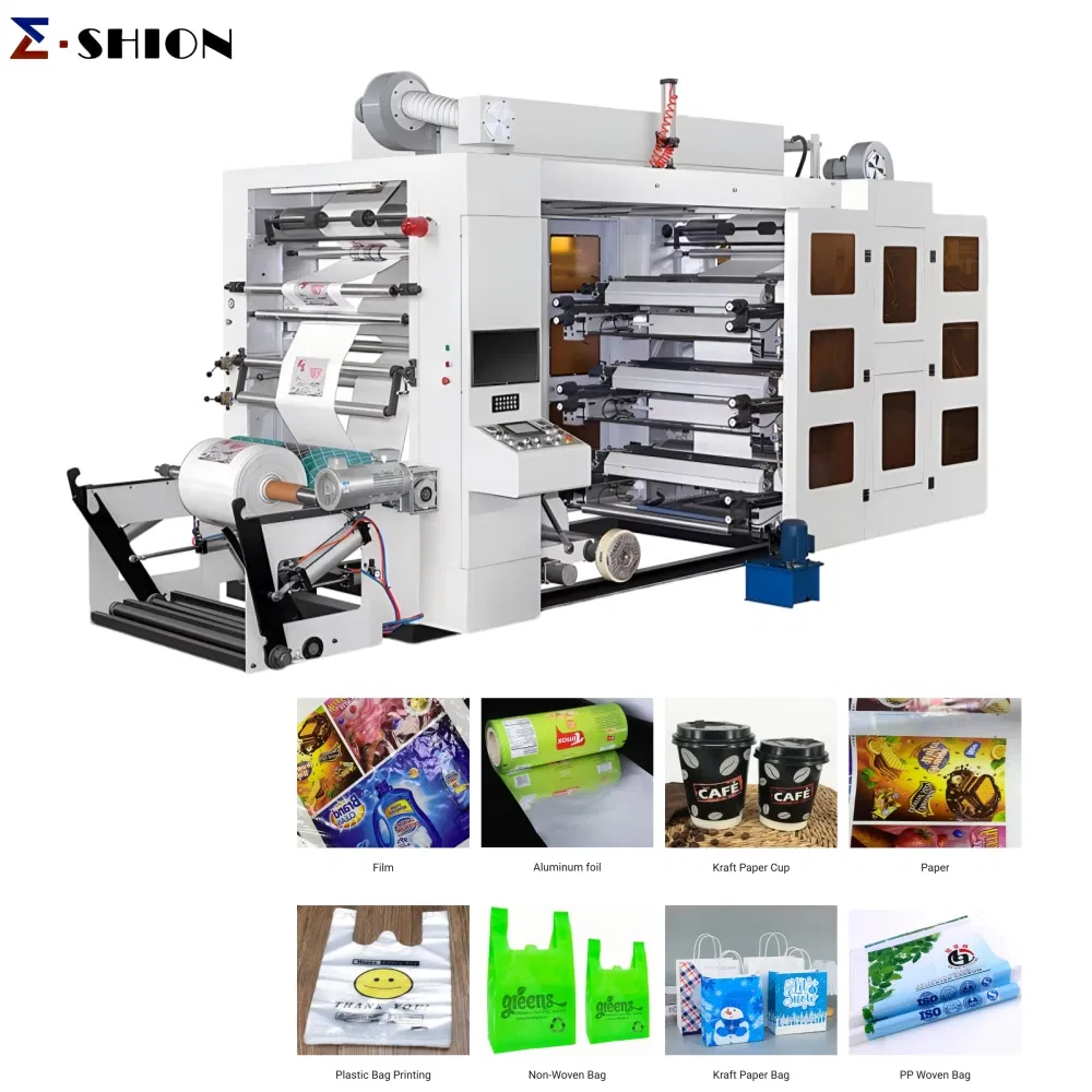 Máquina de Impressão Flexográfica de Alta Velocidade 6-Color Prensa Flexo com Engrenagem Helicoidal Empilhada