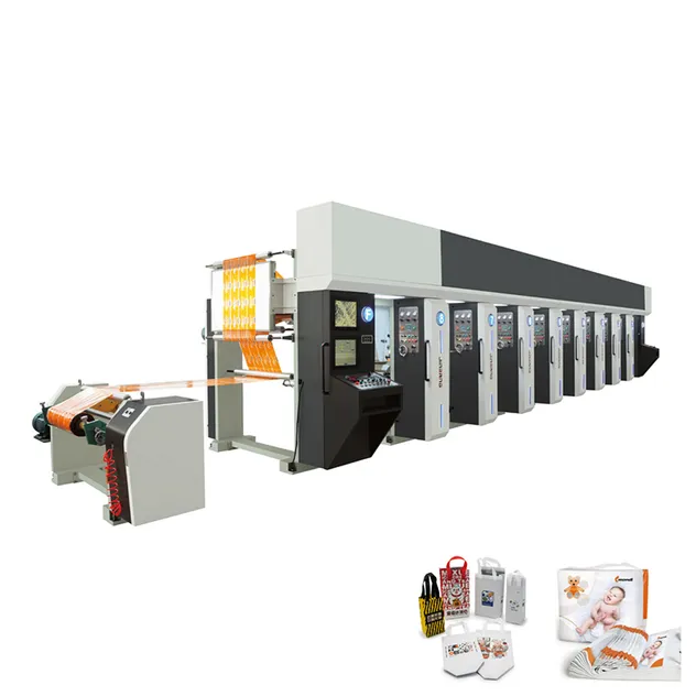Máquina de Impressão Rotogravura de Filme Pet Colorido de Alta Velocidade 8 Nova para Embalagens Alimentícias Embalagens Flexíveis