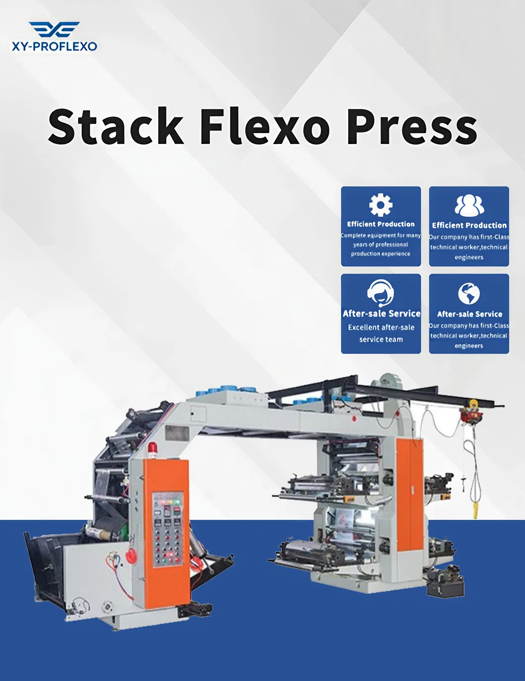 Máquina de Impressão Flexográfica Tipo Empilhado Multicolorida para Rolos de Não Tecido e Tecido Woven