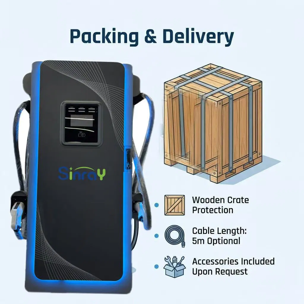 Floor Mounted Dual Port Electric Car Charger 40kw to 240kw High Power DC EV Charging Station IP54 Outdoor for Public Parking