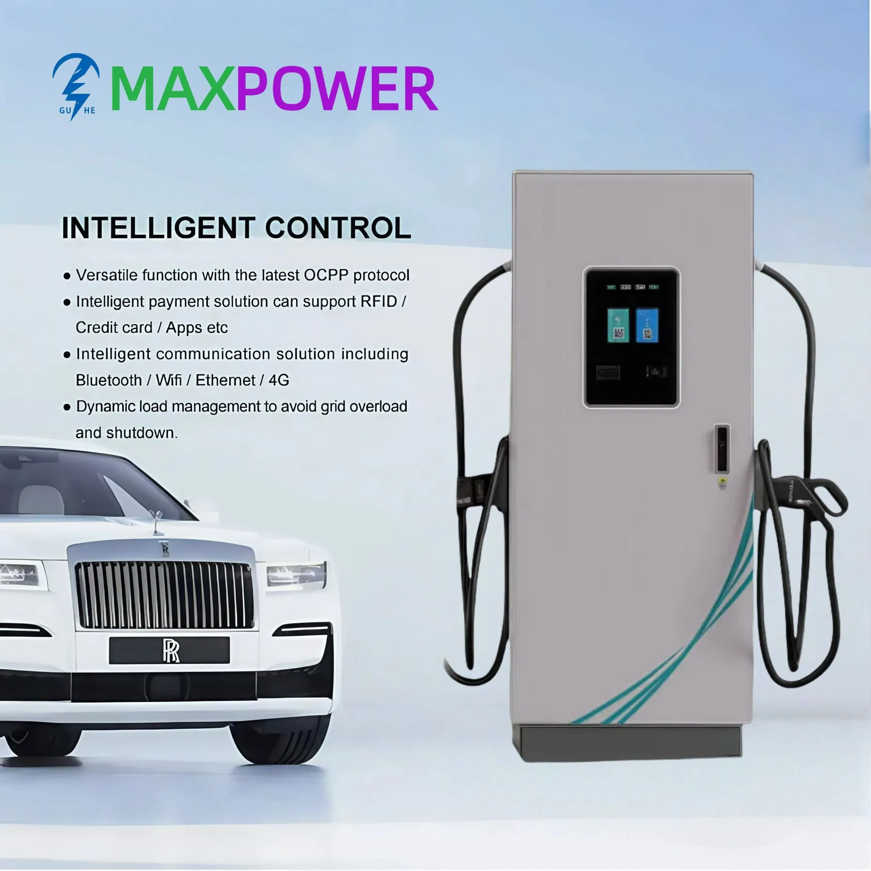 Guhe 60kw CCS2 CCS1 DC Fast Fleet Car Charging Station Floor Mounted Mobile EV Charging Solutions Level 2 EV Charger Infrastructure