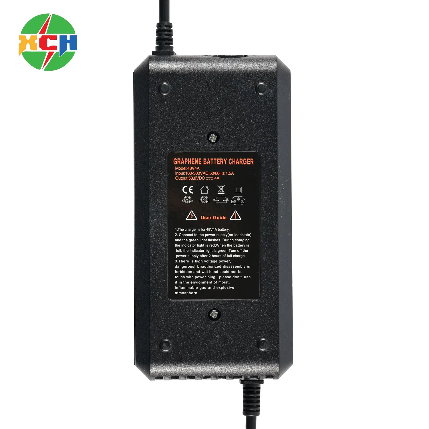 48V 4A Graphene Battery Charger 58.8V Cut-off Voltage with Short Circuit Protection