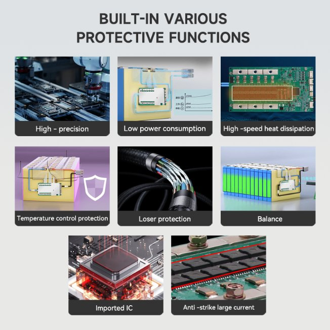 Smart BMS Lithium Ion LFP LiFePO4 Management System 4s 8s 150A 200A BMS for Car Start Battery