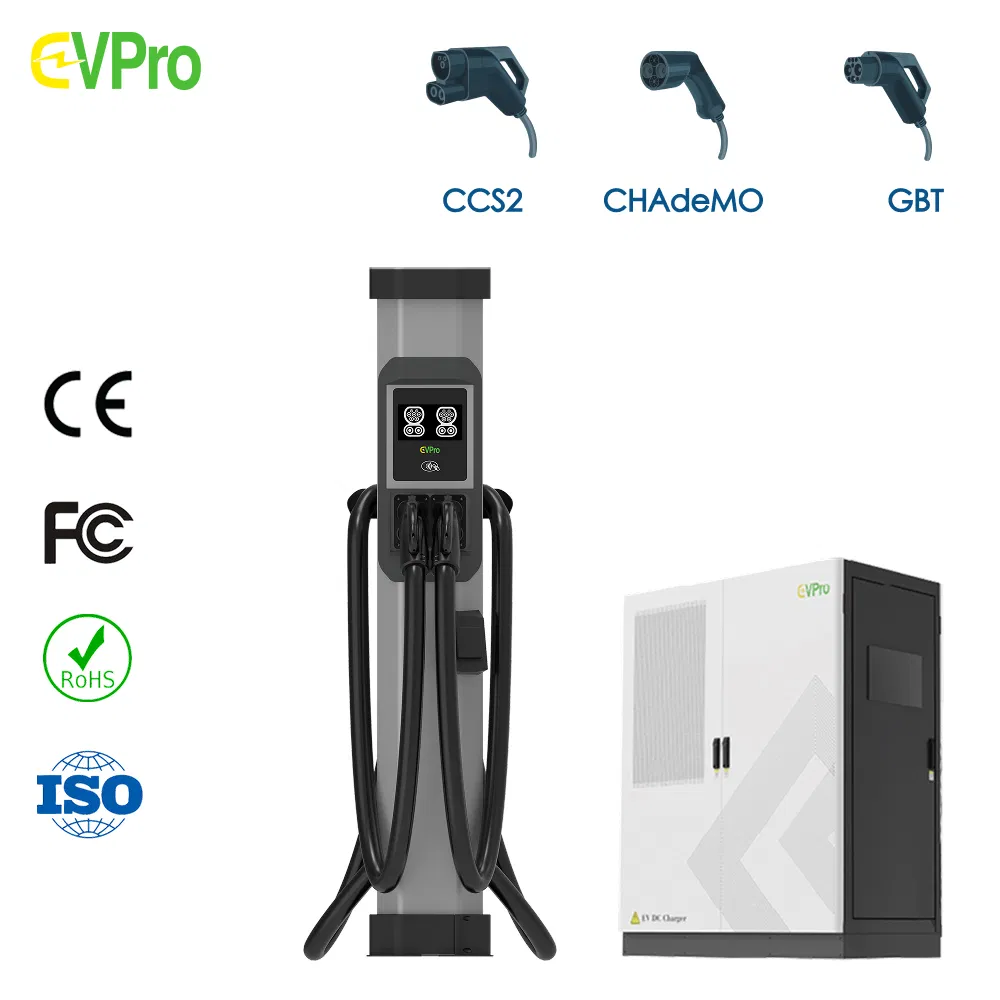 240/1600kw Split Type Charging Pile DC Fast Charger CCS2 Gbt Ocpp1.6j IP54 Solar Compatible Credit Card Payment Public Parking
