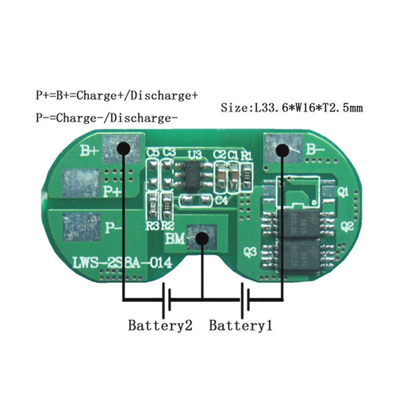 Lws 2s 8A Smart Li-ion Battery Management System BMS for 7.4V Protection Circuit Module