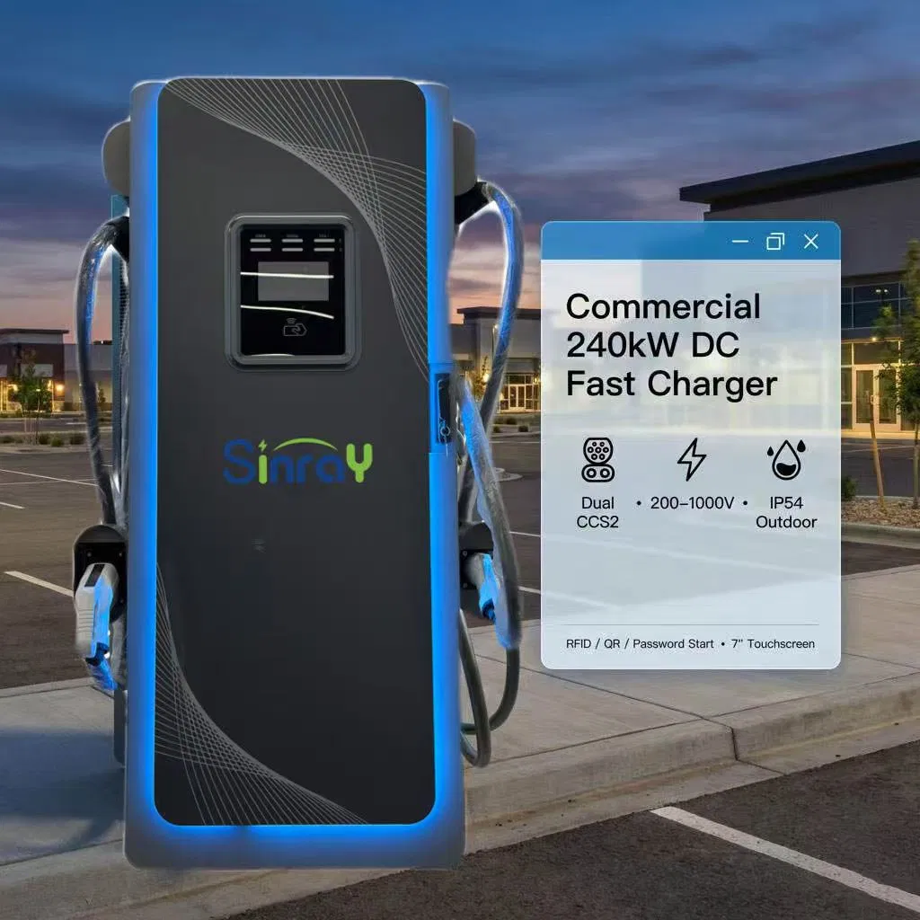 Floor Mounted Dual Port Electric Car Charger 40kw to 240kw High Power DC EV Charging Station IP54 Outdoor for Public Parking