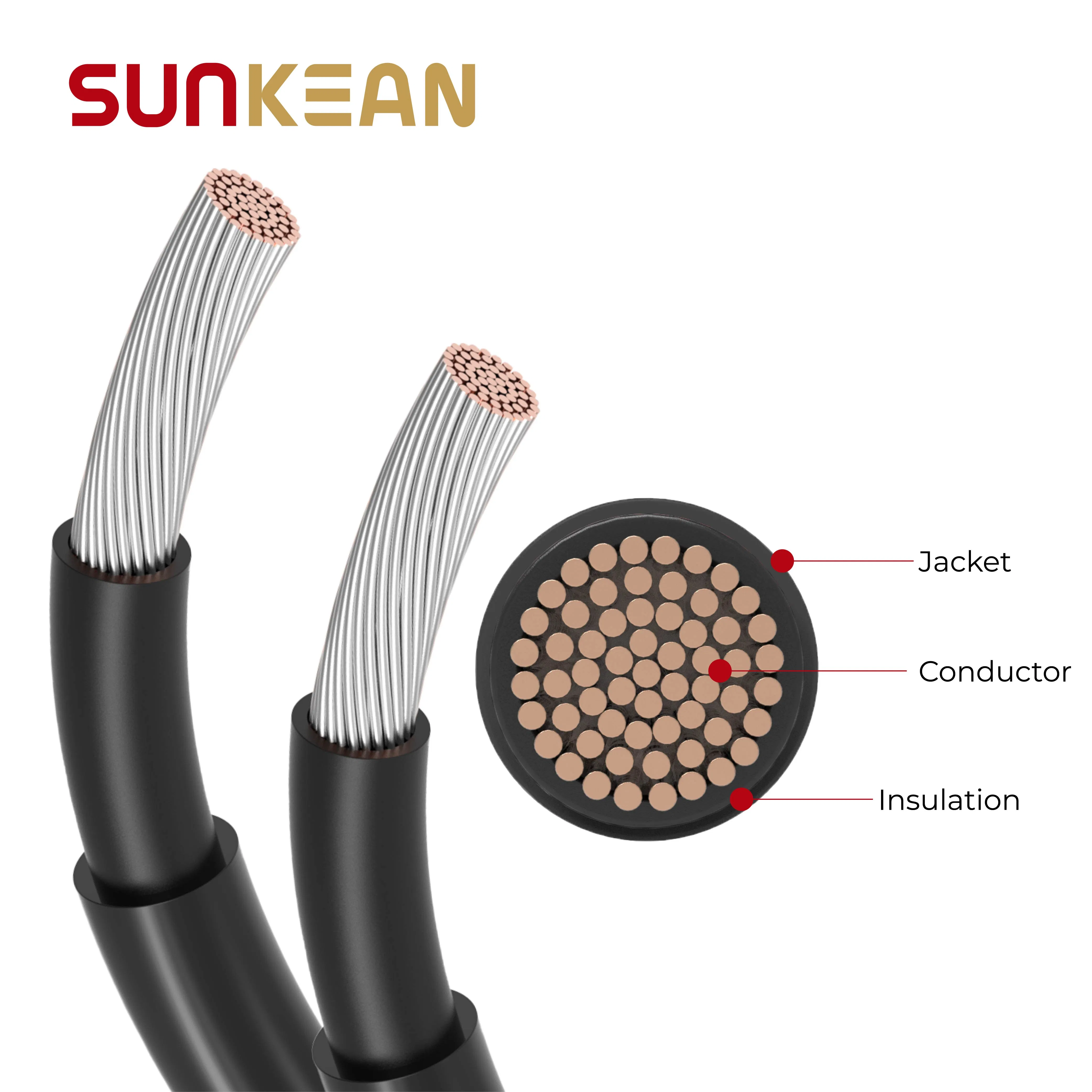 DC 1500V 6AWG Solar Cable Featuring Black Xlpo Insulation and Tinned Copper