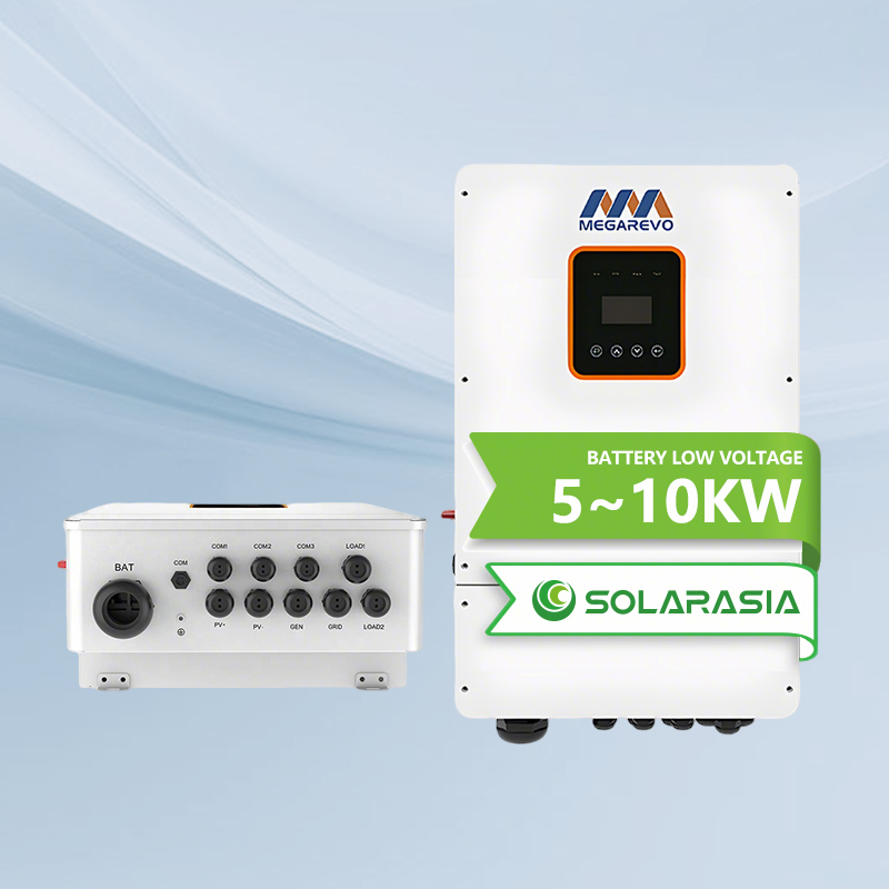 Megarevo Solar Power Inverter Us Version Hybrid DC to AC Solar Inverter Pure Sine Wave 5kw 6kw 8kw 10kw Split Phase for Energy Storage System