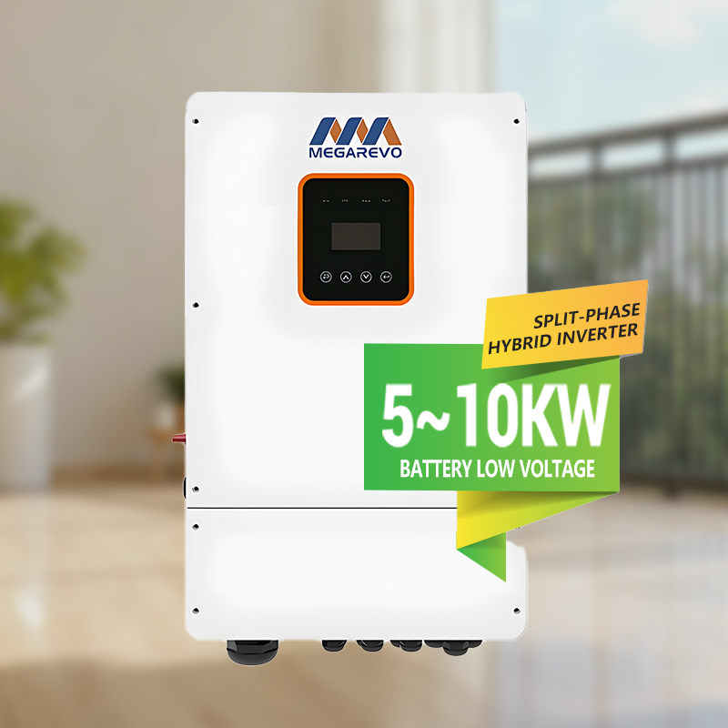 Megarevo Solar Power Inverter Us Version Hybrid DC to AC Solar Inverter Pure Sine Wave 5kw 6kw 8kw 10kw Split Phase for Energy Storage System