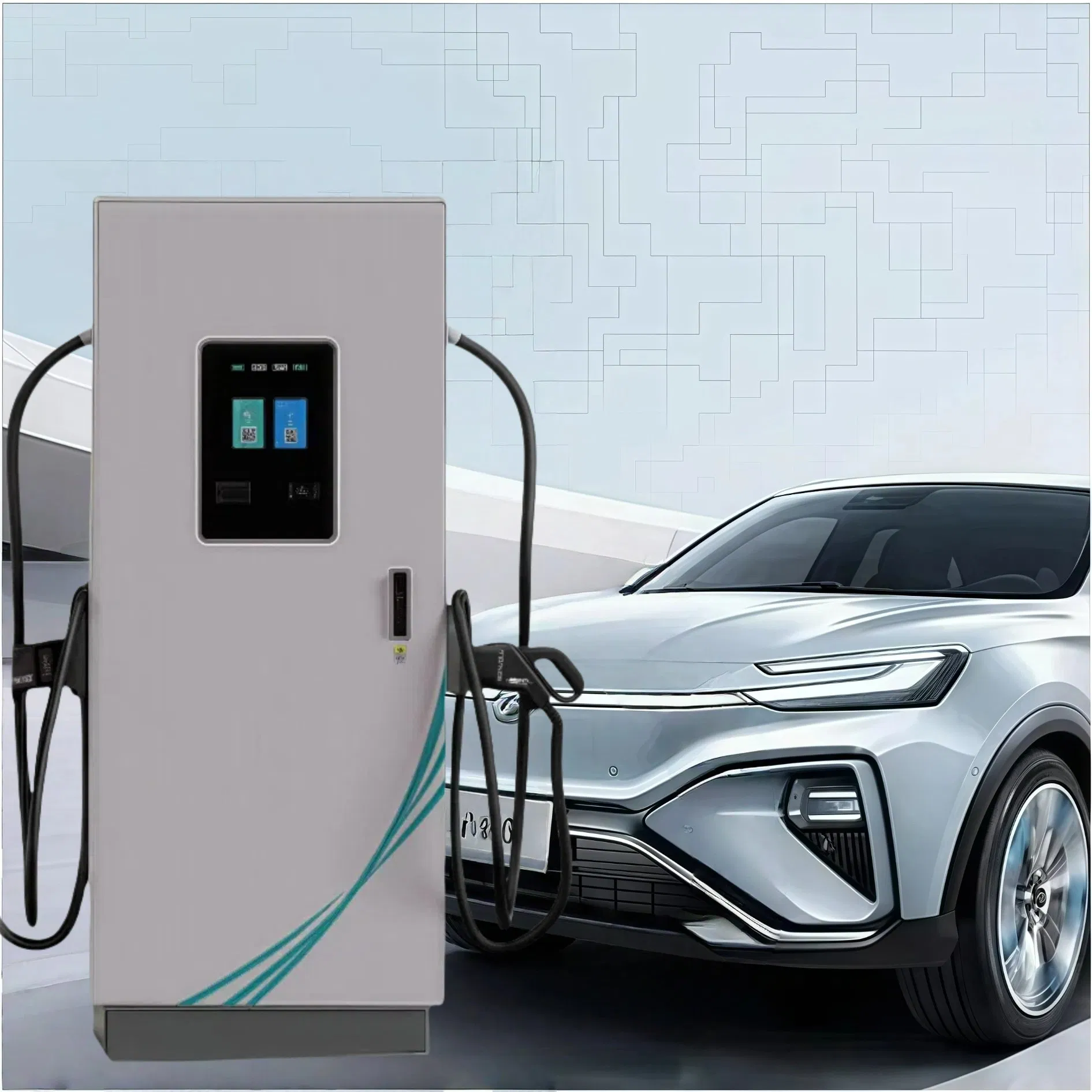 Guhe 60kw CCS2 CCS1 DC Fast Fleet Car Charging Station Floor Mounted Mobile EV Charging Solutions Level 2 EV Charger Infrastructure