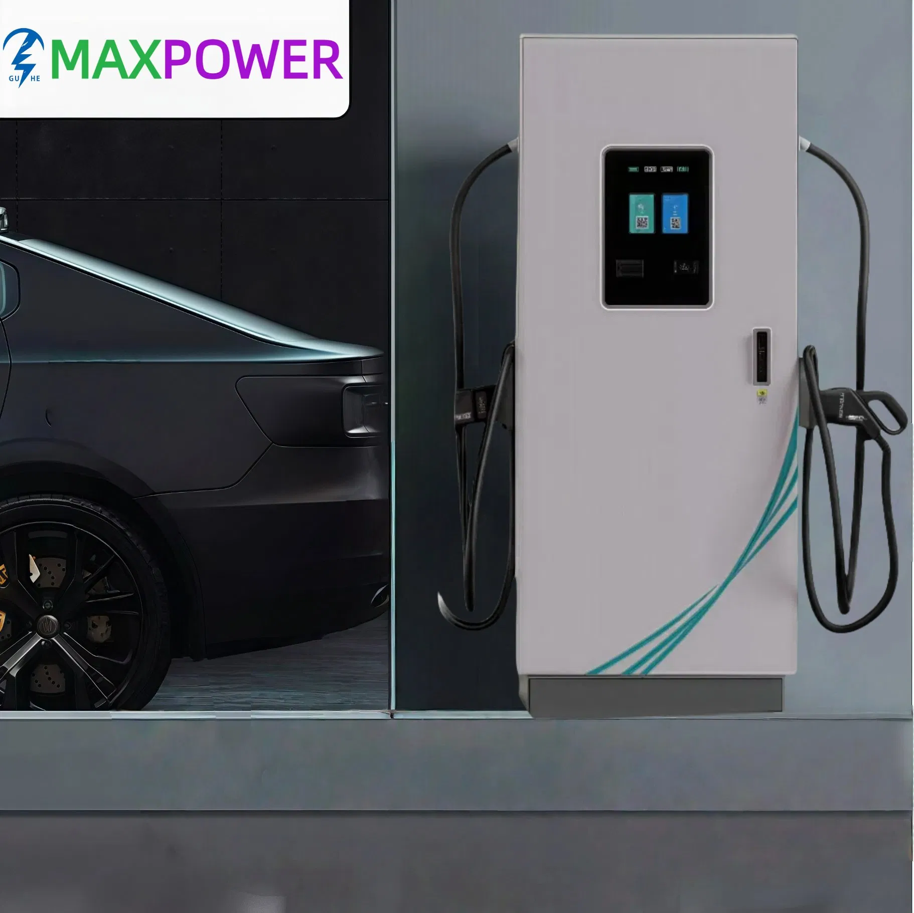 Guhe 80kw CCS2 CCS1 DC Fast Fleet Car Charging Station Floor Mounted Mobile EV Charging Solutions Level 2 EV Charger Infrastructure