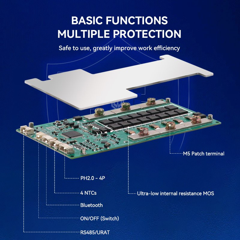 Smart BMS Lithium Ion LFP LiFePO4 Management System 4s 8s 150A 200A BMS for Car Start Battery