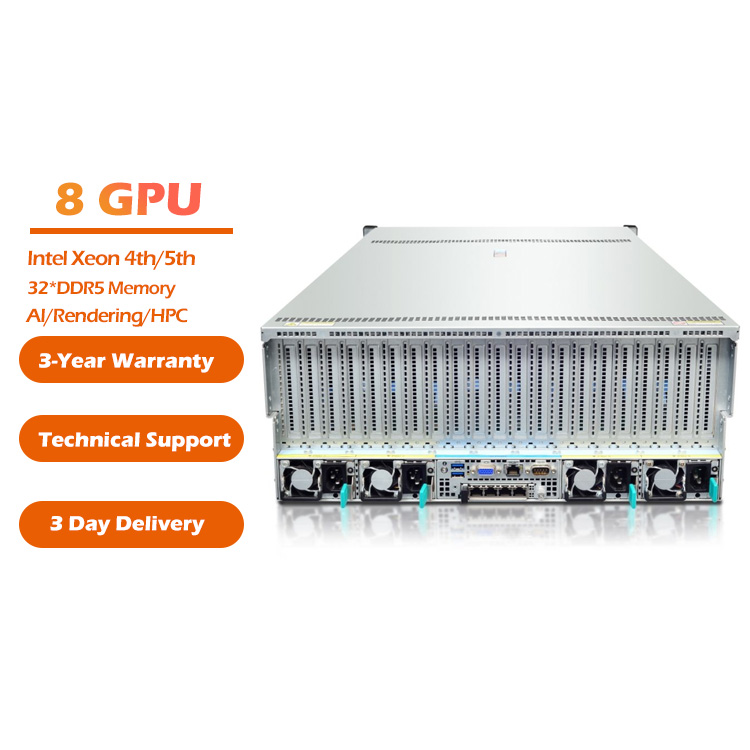 Deep Learning Intel Xeon CPU OEM 8 GPU AI Inference Server Rack Support 4090 3090 32*DDR5 3-Year Warranty