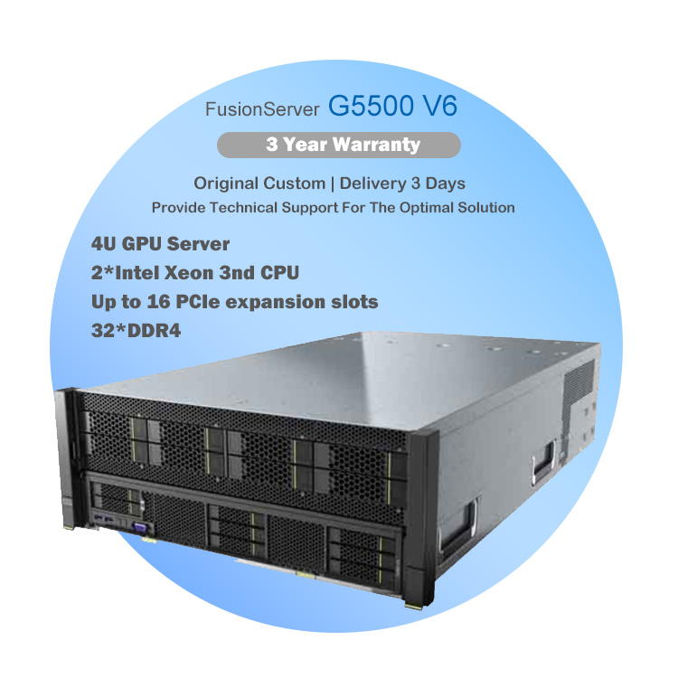 Wholesale Huaweis Xfusion G5500 V6 Ai Server 4U Reasoning Training Gpu Rack Server Compatible With GPU From Various Brands