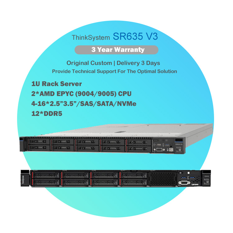 Brand New AMD EPYC 9004 9005 CPU for Lenovo ThinkSystem SR635 SR635 V3 1U DDR5 Rackmount Computer Server Wholesale Price