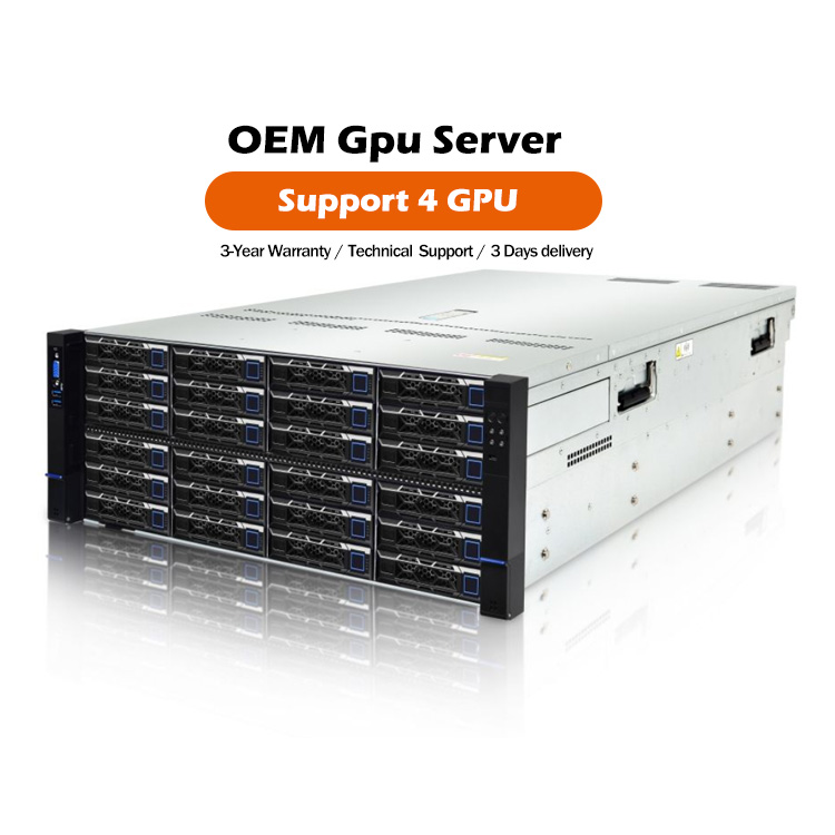 OEM Intel Xeon Processors Artificial Intelligence Nvi Dia GPU Server 4U Deepseek R1 V3 AI Inference 4 GPU Rack Server