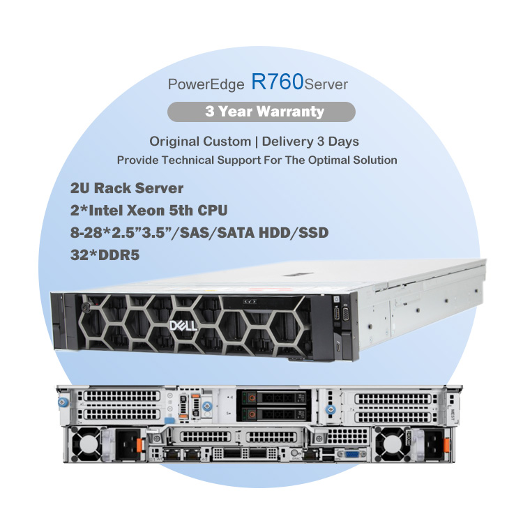 Customize Intel X86 64 Core Processor Dells EMC PowerEdge R760 Intel Xeon 2U Ai GPU Virtualization Rack Server Ready to Ship