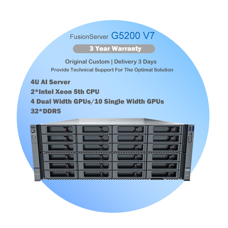 Deep Learning Huaweis Xfusion G5200 V7 Server Intel Xeon Processor 4U Deepseek HPC AI GPU Video Rack Server on Sale