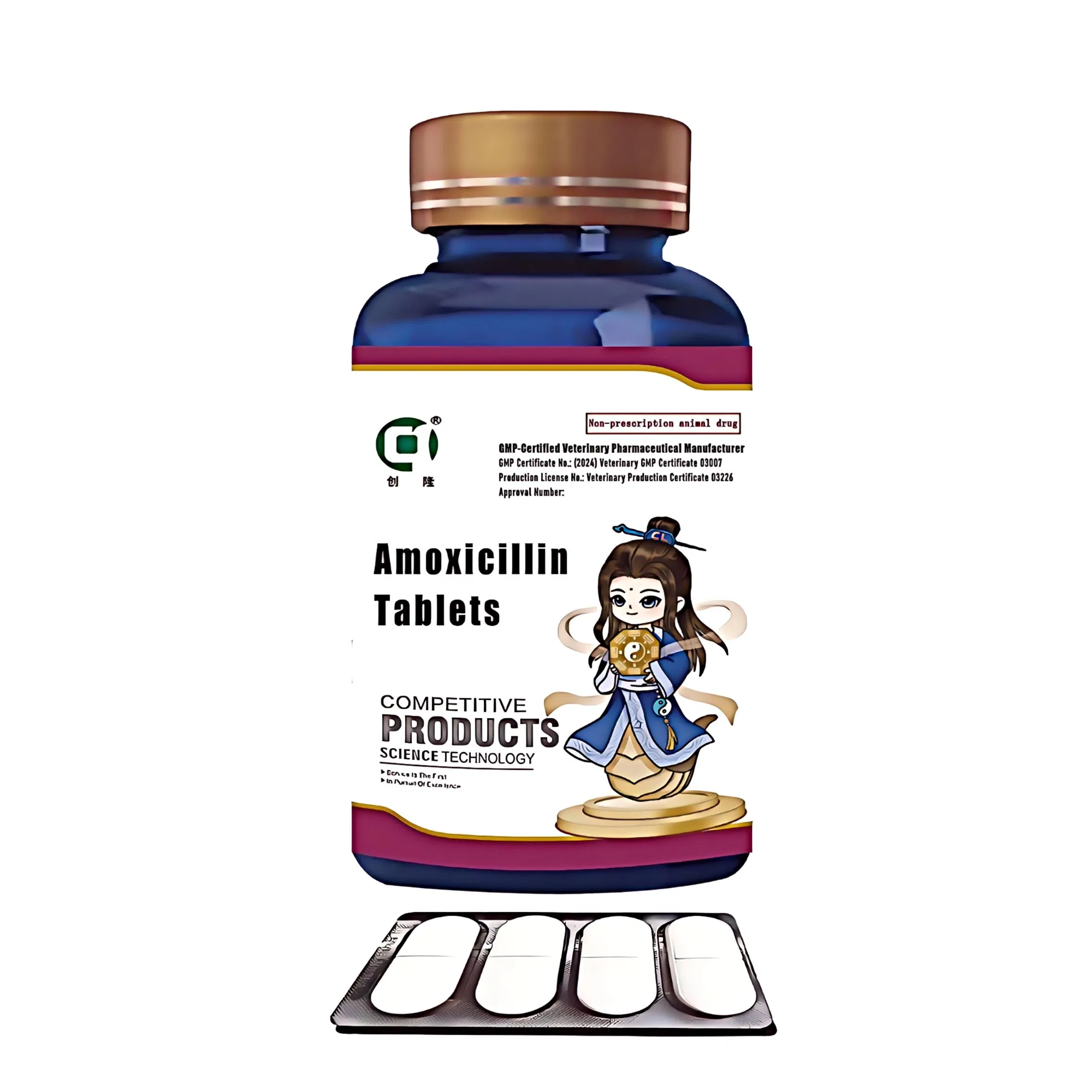 Antibacterial Amoxicillin Bolus for Veterinary Use - 74% Bioavailability