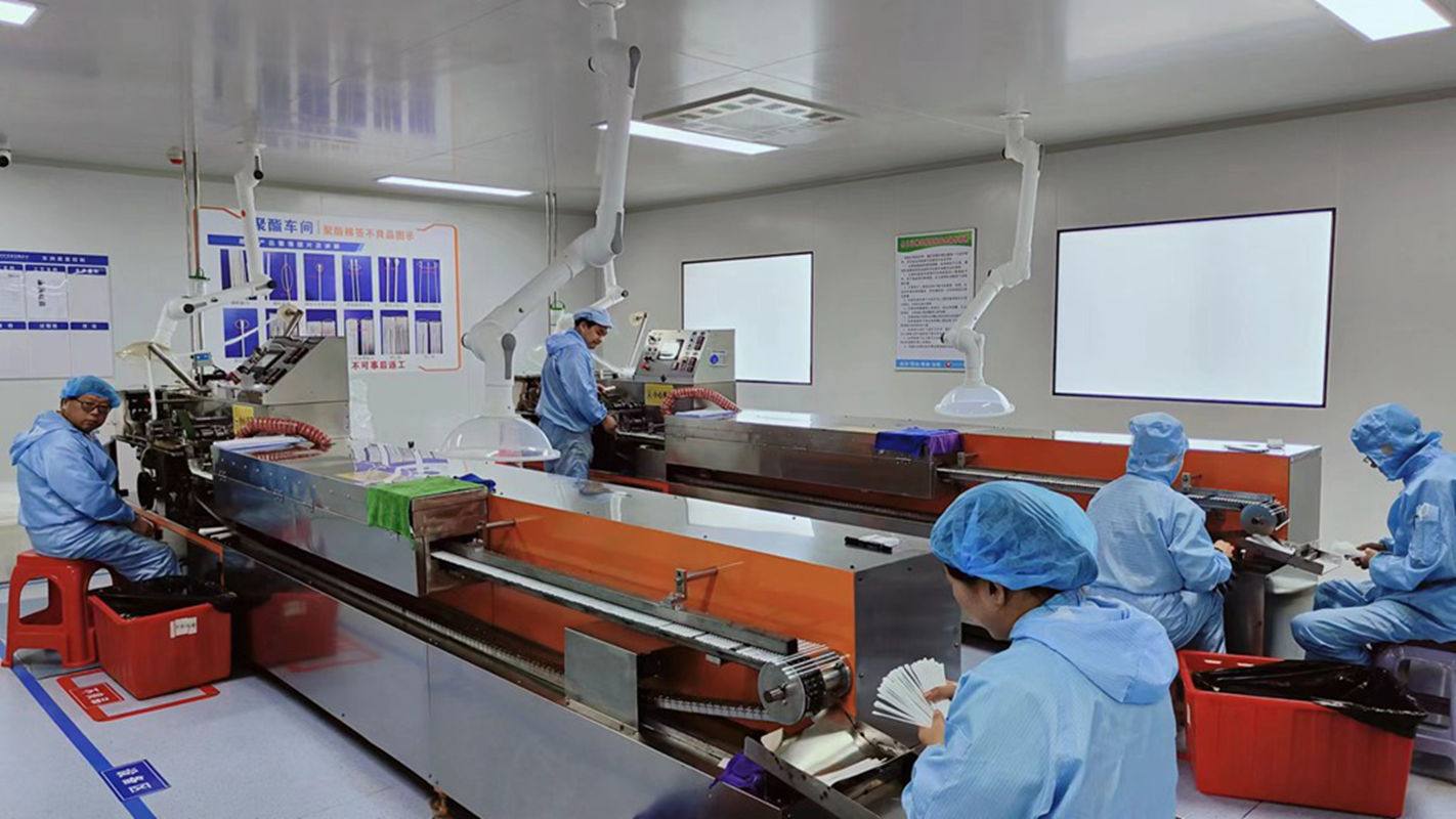 Cotton swab processing in Vetsys animal health product manufacturing