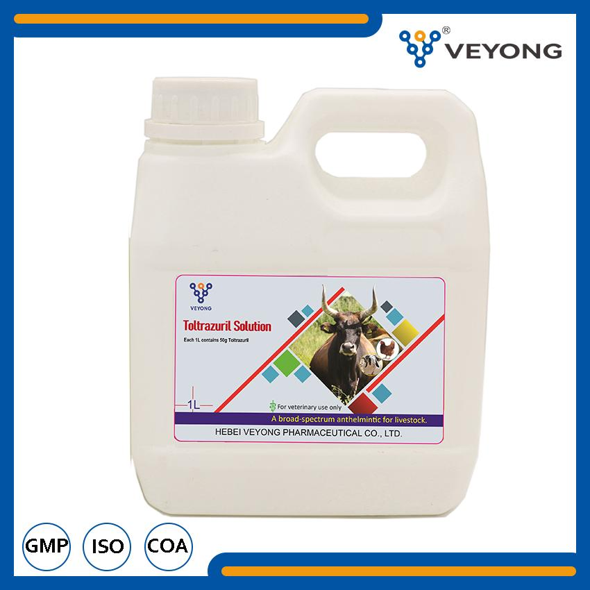 Veterinary Medicine Drug 5% Toltrazuril Oral Liquid Solution for Animal 500ml, 1L Packing