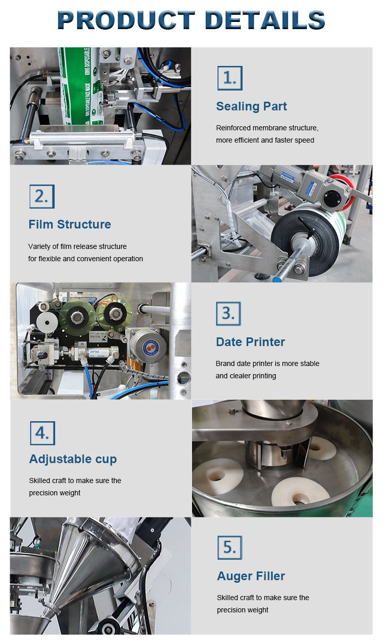 Nuts Sugar Rice Salt Grain Pet Food Granule Feed Beans Seed Potato Chips Popcorn Snacks Dried Fruit Vertical Packaging Machine