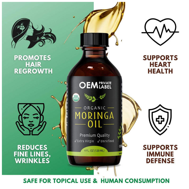 Organic 800mg Moringa Leaf Liquid Drops Raw Moringa Supplement with Supergreens Wheatgrass Blend Oral Liquid Dosage