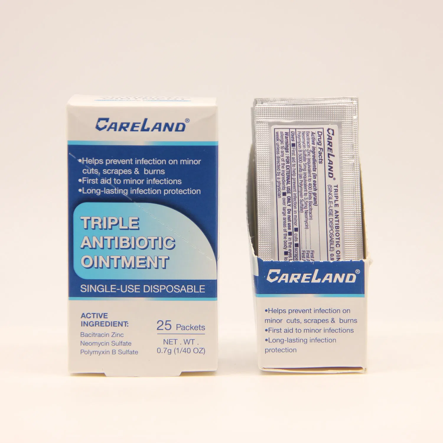 Long-Lasting Infection Protection Topical Single-Use Gel Triple Antibiotic Ointment