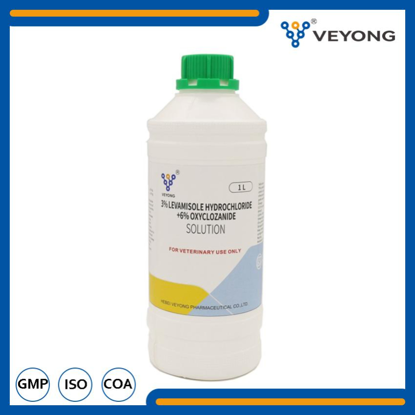 China Factory Supply 3% Levamisole Hydrochloride +6% Oxyclozanide Solution