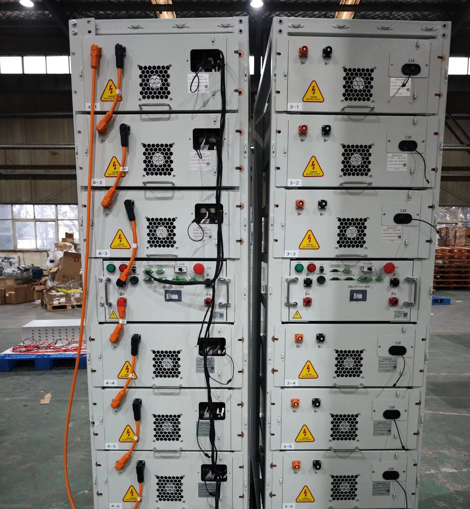 50kw 144kwh LiFePO4 Armazenamento de Rack de Pacote de Baterias para Uso Industrial e Comercial
